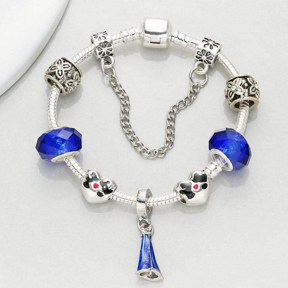 Blue Miki beaded alloy large hole bead jewelry bracelet